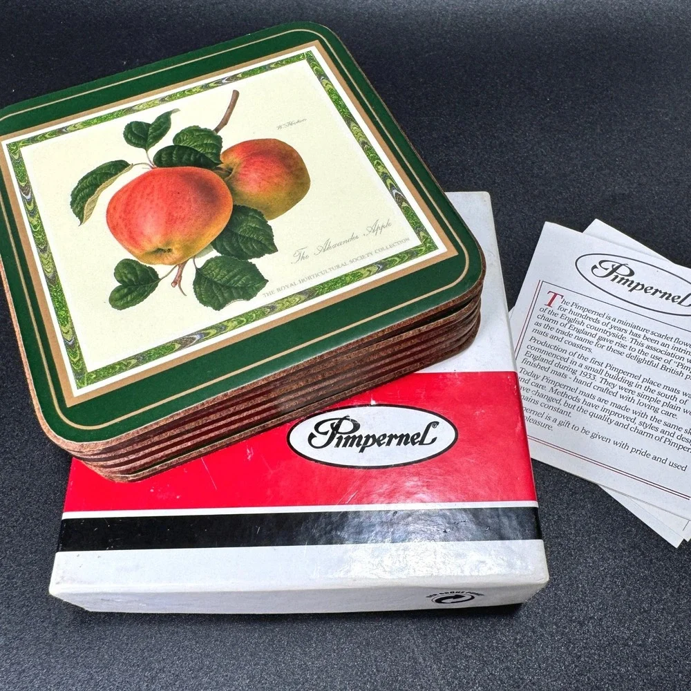 Pimpernel Hooker's Fruits Coasters Set 6 RHS Botanical Made England Boxed